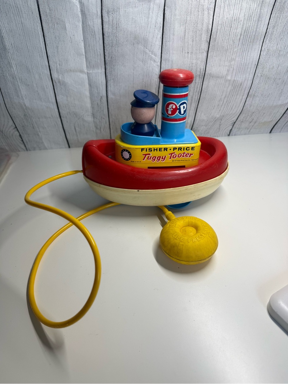 Vintage Fisher-Price Tuggy Tooter Pull Toy Excellent Condition 1967 Whistle Work